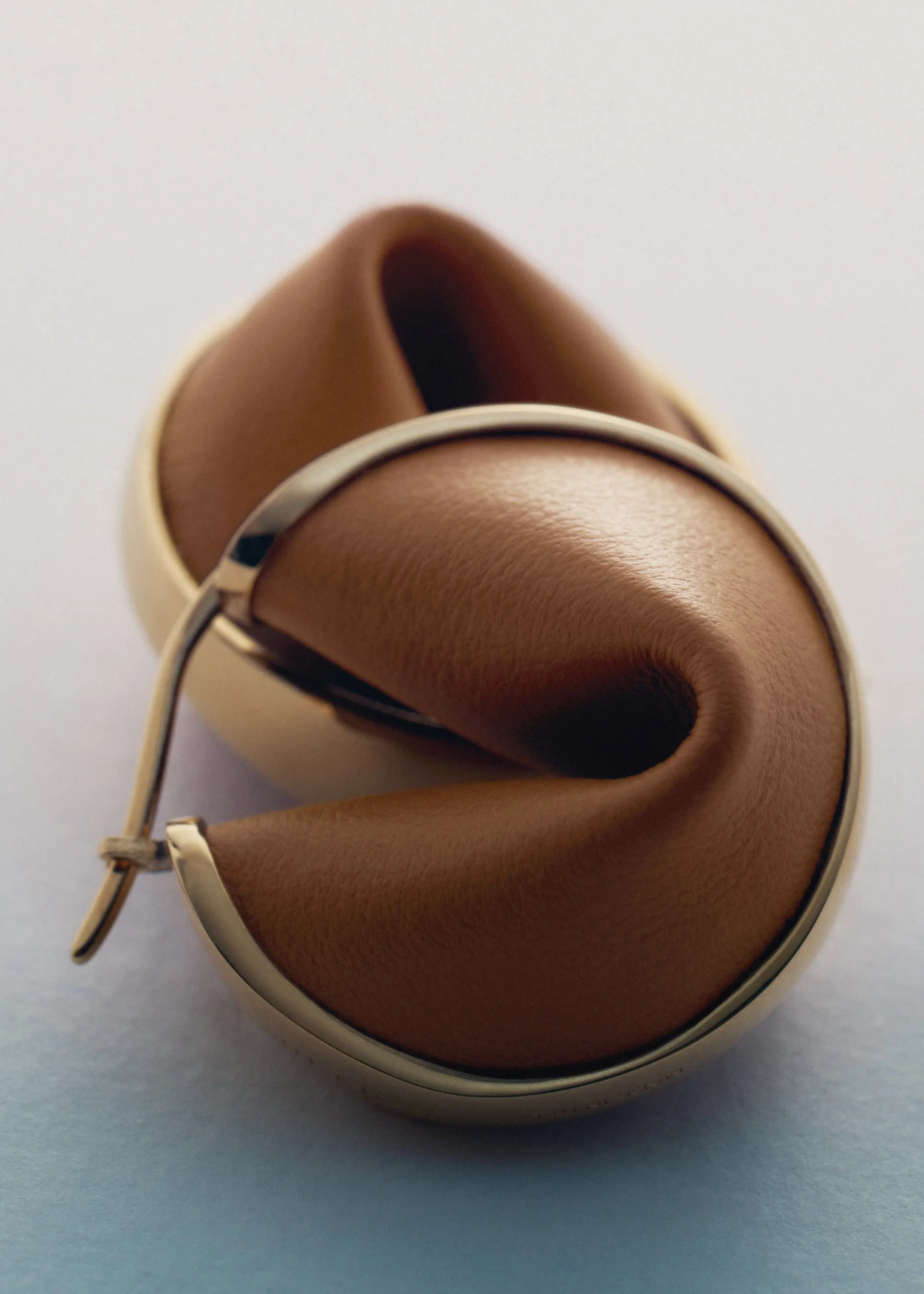 Ormé Hoop Earrings - Gold Gilded with Camel Leather - Image 2